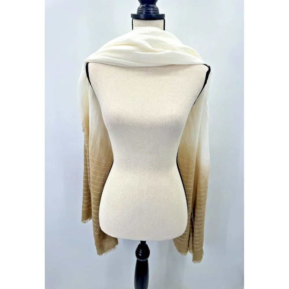Ombre Sparkle Gold Sequin Cream Beige Tan Scarf Shawl Wrap 46X35 Reactangle